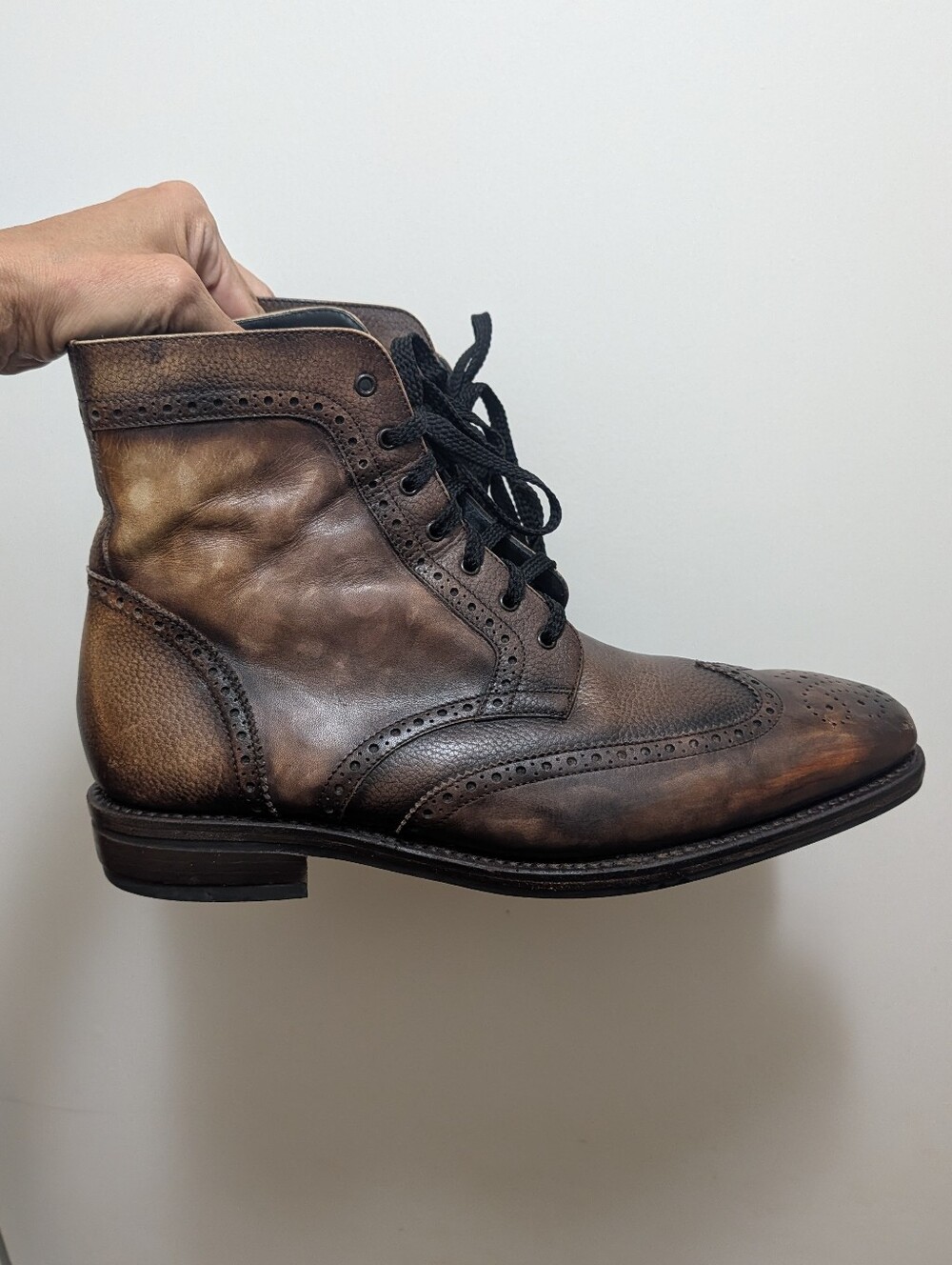 Thursday Boot Company Dark Oak Leather Wingtip Captain Brogue Boots 9.5